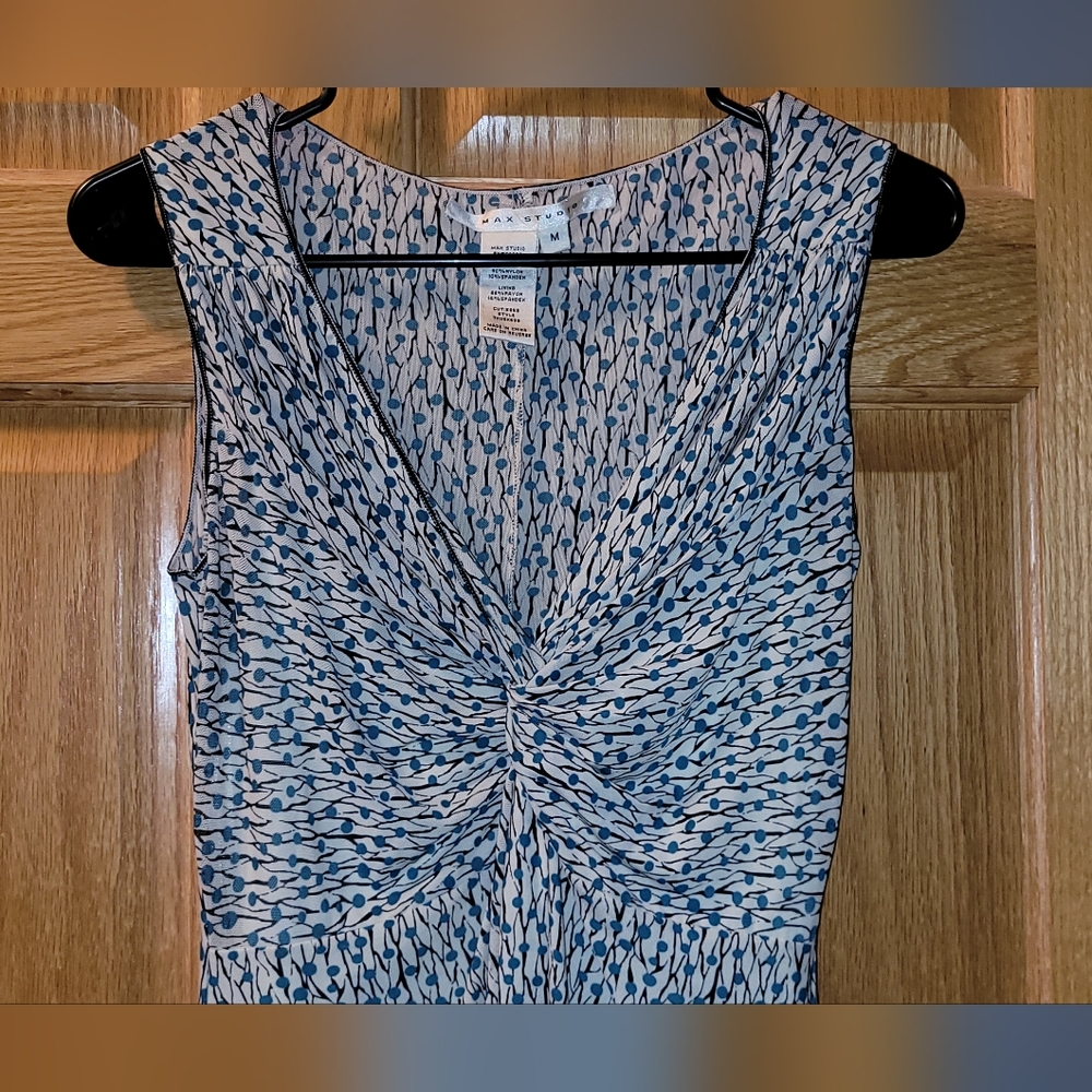 NWOT Max Studio Teal and White SunDress MEDIUM WOMANS - Picture 4 of 4